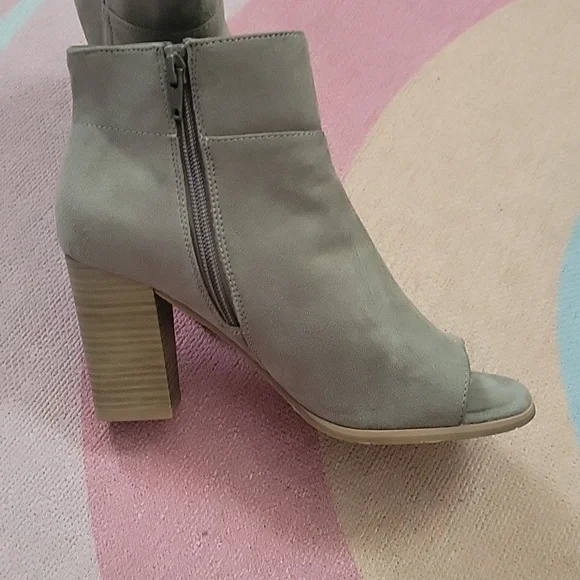 Taupe Peeptoe Booties - Picture 1 of 3